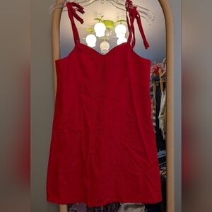 Handmade Linen Blend Red Sundress